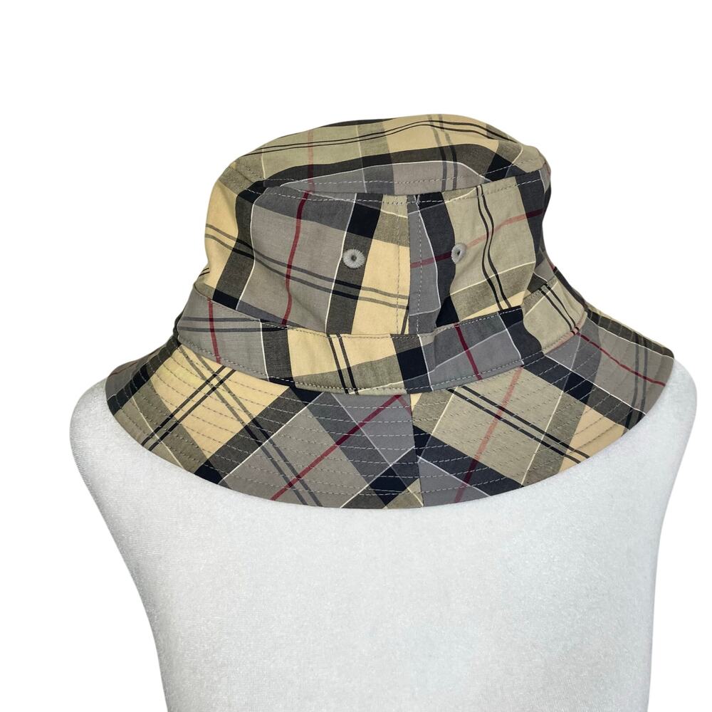 Barbour Mens Sz XL Tartan Bucket Hat Cream Grey Plaid Cassic - Picture 4 of 13